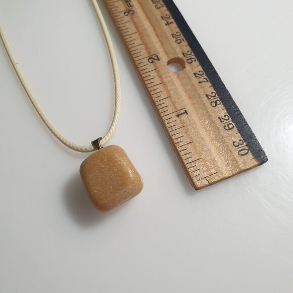 Polished Natural Stone Pendant Necklace Boho Beach Core Earth Tan Jewelry Gift - Picture 4 of 5